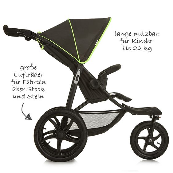 Hauck Buggy & Jogger Runner mit Luftreifen - Black Neon Yellow