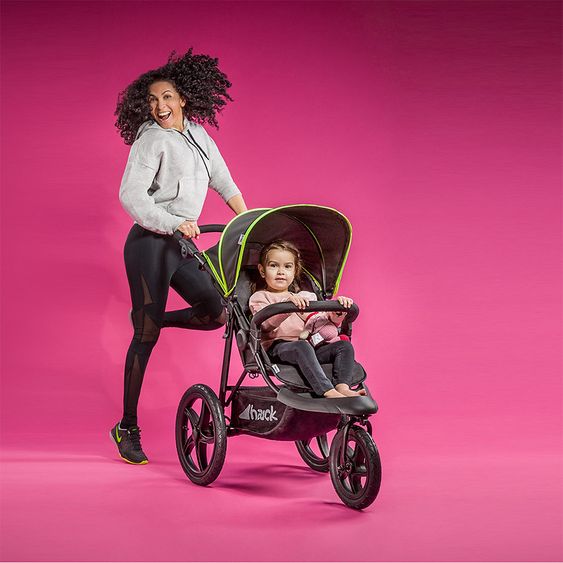 Hauck Buggy & Jogger Runner mit Luftreifen - Black Neon Yellow