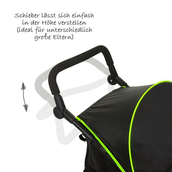 Hauck Buggy & Jogger Runner mit Luftreifen - Black Neon Yellow