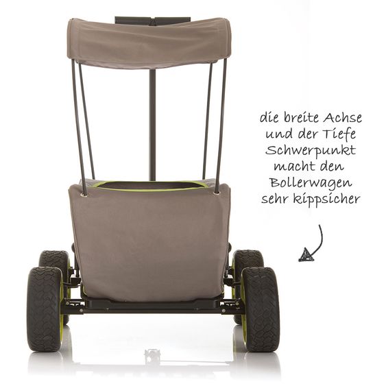 Hauck Toys for Kids Bollerwagen Eco Mobil - faltbar mit Dach, Transportwagen & Handwagen für 2 Kinder inkl. Spielplatzdecke 2in1 - Forest Green