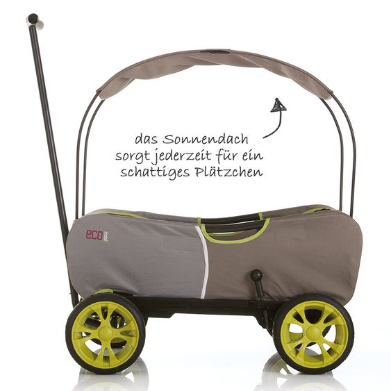 Hauck Toys for Kids Bollerwagen Eco Mobil - faltbar mit Dach, Transportwagen & Handwagen für 2 Kinder inkl. Spielplatzdecke 2in1 - Forest Green