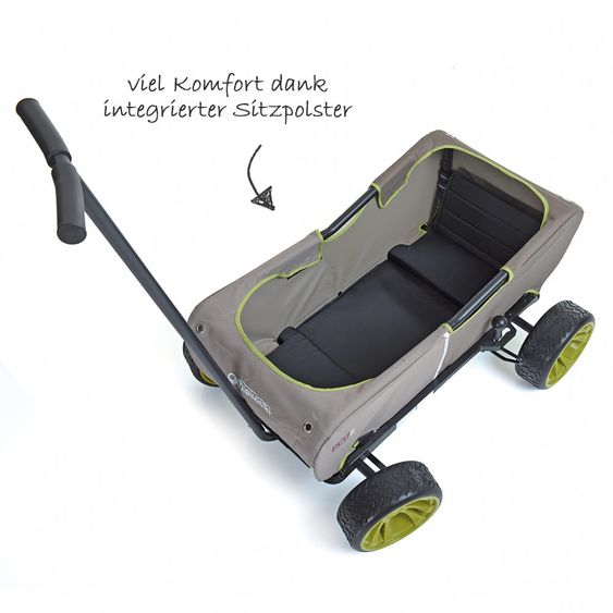 Hauck Toys for Kids Bollerwagen Eco Mobil - faltbar mit Dach, Transportwagen & Handwagen für 2 Kinder inkl. Spielplatzdecke 2in1 - Forest Green