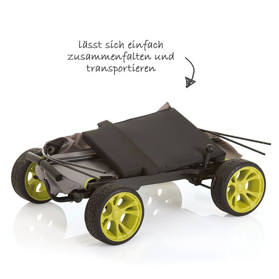 Hauck Toys for Kids Bollerwagen Eco Mobil Forest Green - faltbar mit Dach, Transportwagen & Handwagen für 2 Kinder