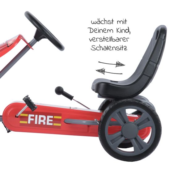 Hauck Toys for Kids Gokart & Tretauto Speedster Fireworkers mit verstellbarem Schalensitz (4-8 Jahre)