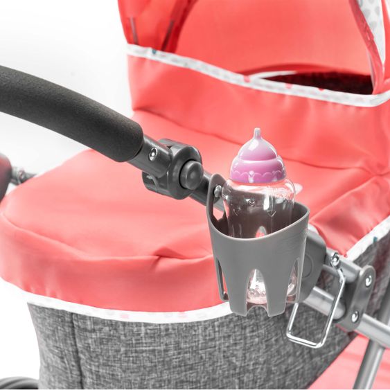 Hauck Toys for Kids Puppenwagen Angie Play'n Go - inkl. Wickeltasche - Red / Melange Grey