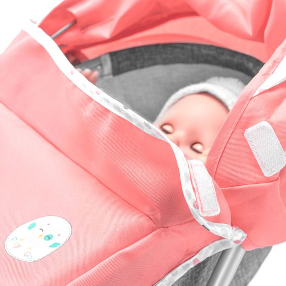 Hauck Toys for Kids Puppenwagen Angie Play'n Go - inkl. Wickeltasche - Red / Melange Grey