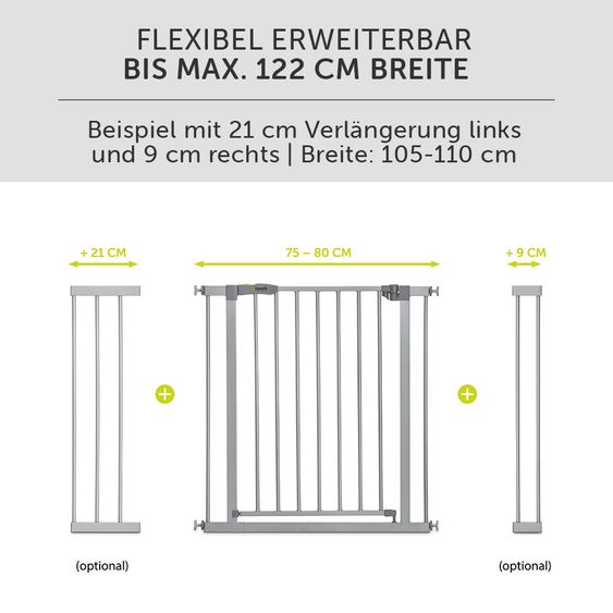 Hauck Stair guard Stop N Safe 2 (96 to 101 cm) incl. 21 cm extension - without drilling - Silver