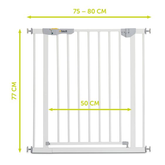 Hauck Türschutzgitter Autoclose N Stop 2 (75 bis 80 cm) selbstschließend, ohne Bohren - White