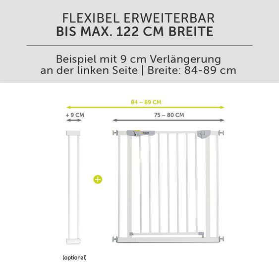 Hauck Türschutzgitter Autoclose N Stop 2 (75 bis 80 cm) selbstschließend, ohne Bohren - White