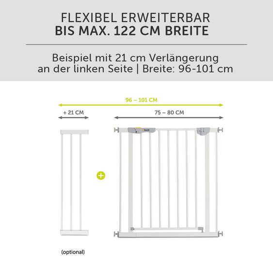 Hauck Türschutzgitter Autoclose N Stop 2 (75 bis 80 cm) selbstschließend, ohne Bohren - White