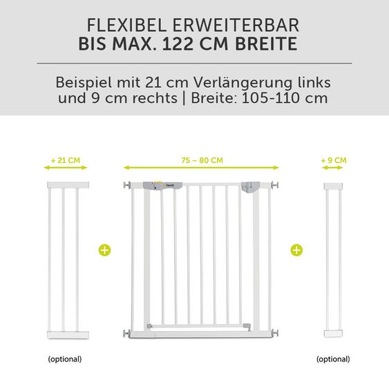 Hauck Türschutzgitter Autoclose N Stop 2 (75 bis 80 cm) selbstschließend, ohne Bohren - White