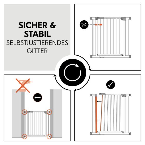 Hauck Türschutzgitter Clear Step Autoclose 2 + Türstopper 3er Pack - White