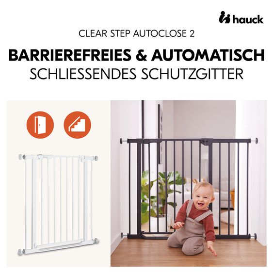 Hauck Türschutzgitter Clear Step Autoclose 2 + Türstopper 3er Pack - White