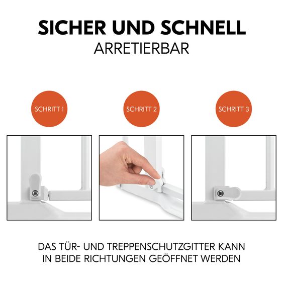 Hauck Türschutzgitter Clear Step Autoclose 2 + Türstopper 3er Pack - White