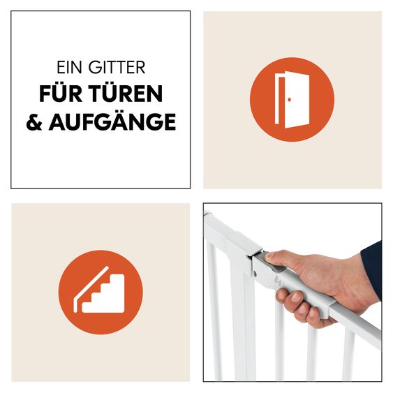 Hauck Türschutzgitter Clear Step Autoclose 2 + Türstopper 3er Pack - White