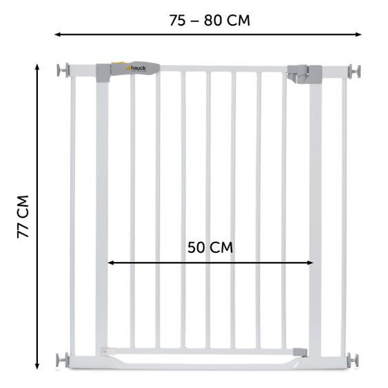 Hauck Door guard Clear Step Gate (75-80 cm) without drilling and low threshold - White