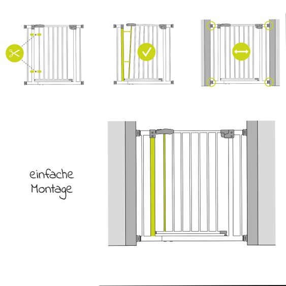 Hauck Door guard Clear Step Gate (75-80 cm) without drilling and low threshold - White