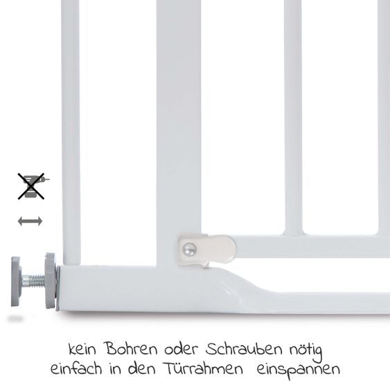 Hauck Door guard Clear Step Gate (75-80 cm) without drilling and low threshold - White