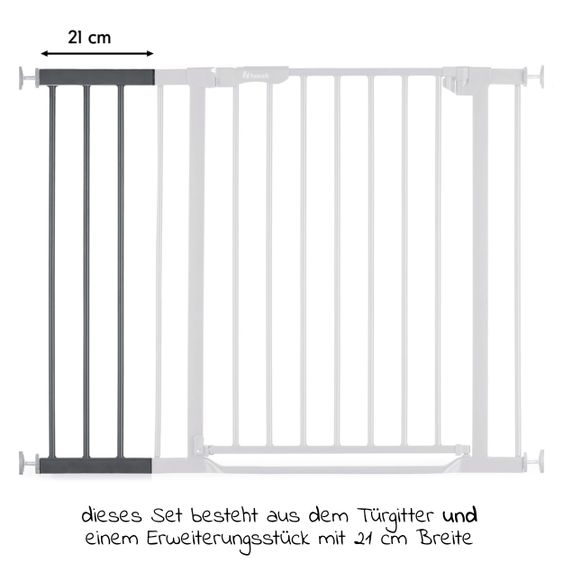 Hauck Door guard incl. extension Clear Step Autoclose 2 Set + 21 cm - Dark Grey