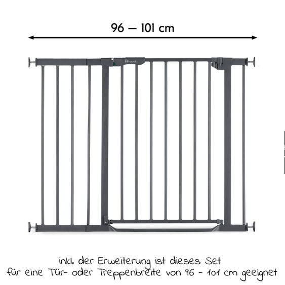Hauck Door guard incl. extension Clear Step Autoclose 2 Set + 21 cm - Dark Grey