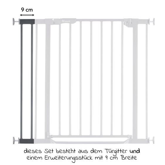 Hauck Door guard incl. extension Clear Step Autoclose 2 Set + 9 cm - Dark Grey