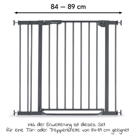 Hauck Door guard incl. extension Clear Step Autoclose 2 Set + 9 cm - Dark Grey