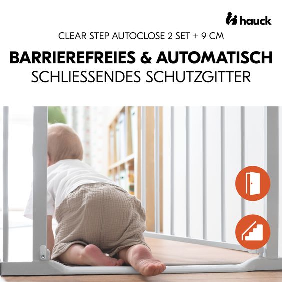 Hauck Door safety gate incl. extension Clear Step Autoclose 2 Set + 9 cm - White