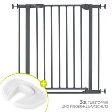 Türschutzgitter / Treppenschutzgitter Clear Step 2 + Türstopper 3er Pack - Dark Grey