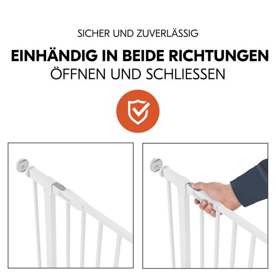 Hauck Door safety gate / stair gate Open N Stop 2 incl. 9 cm extension + door stopper 3-pack - White