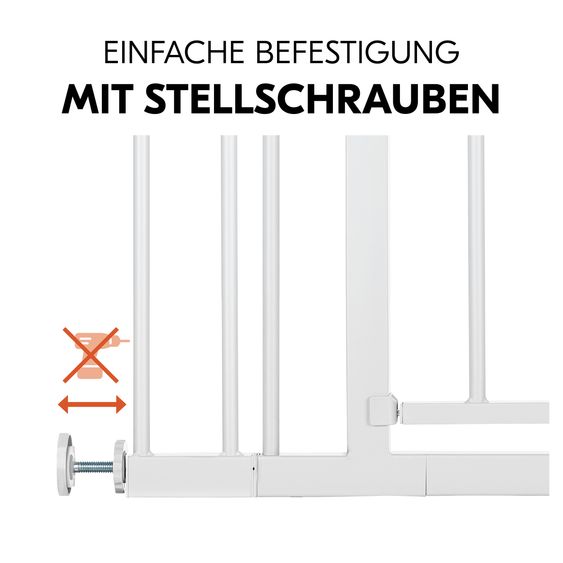 Hauck Door safety gate / stair gate Open N Stop 2 incl. 9 cm extension + door stopper 3-pack - White