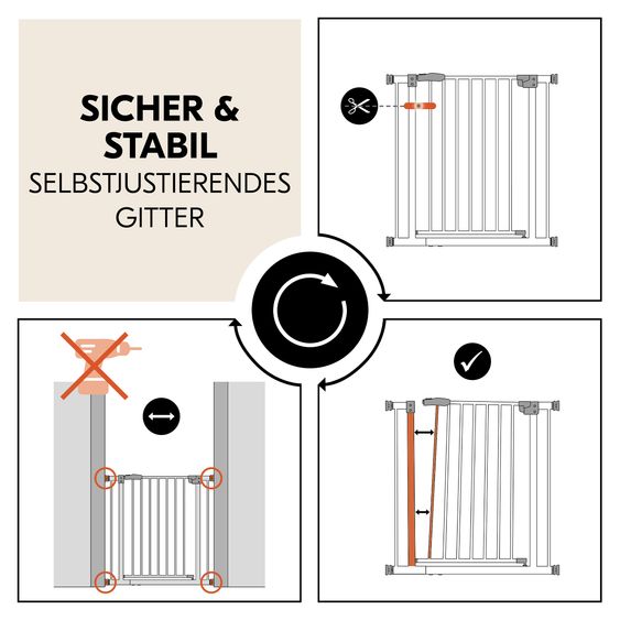 Hauck Cancello di sicurezza per porte / cancello per scale Open N Stop 2 + Fermaporta 3 pz - Nero