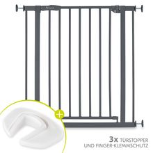 Door safety gate / stair gate Open N Stop 2 + door stopper 3-pack - Dark Grey