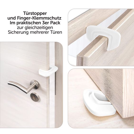 Hauck Türschutzgitter / Treppenschutzgitter Open N Stop 2 + Türstopper 3er Pack - Dark Grey