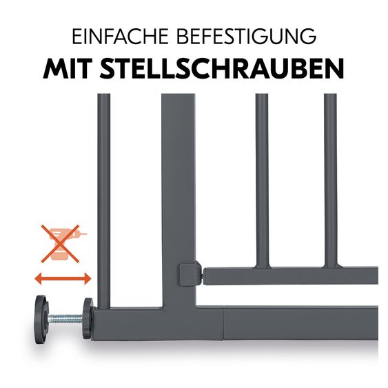 Hauck Türschutzgitter / Treppenschutzgitter Open N Stop 2 + Türstopper 3er Pack - Dark Grey
