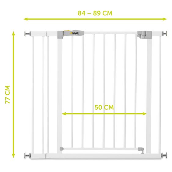 Hauck Türschutzgitter / Treppenschutzgitter Open N Stop KD (84 bis 89 cm) inkl. 9 cm Verlängerung - ohne Bohren - White