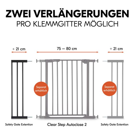 Hauck Türschutzgitter Verlängerung Safety Gate Extension 21 cm - passend für Hauck Schutzgitter - Black