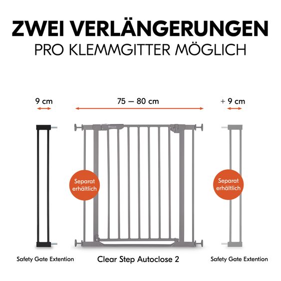 Hauck Türschutzgitter Verlängerung Safety Gate Extension 9 cm - passend für Hauck Schutzgitter - Black