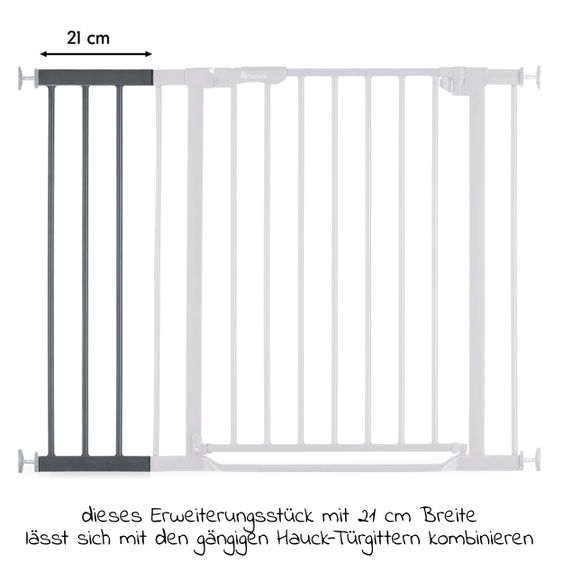 Hauck Door Safety Gate Extensions 21 cm - Dark Grey