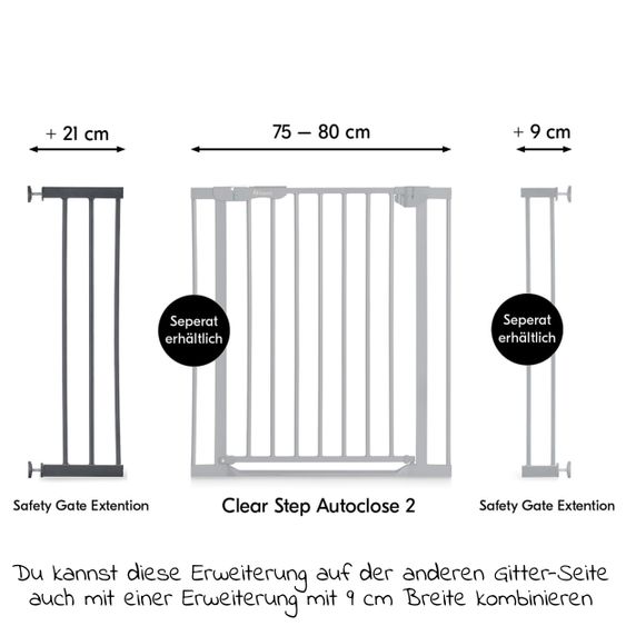 Hauck Türschutzgitter Verlängerung Safety Gate Extensions 21 cm - Dark Grey