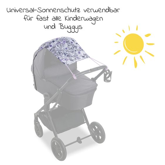 Hauck Universal Sonnensegel für Kinderwagen - Floral Grey