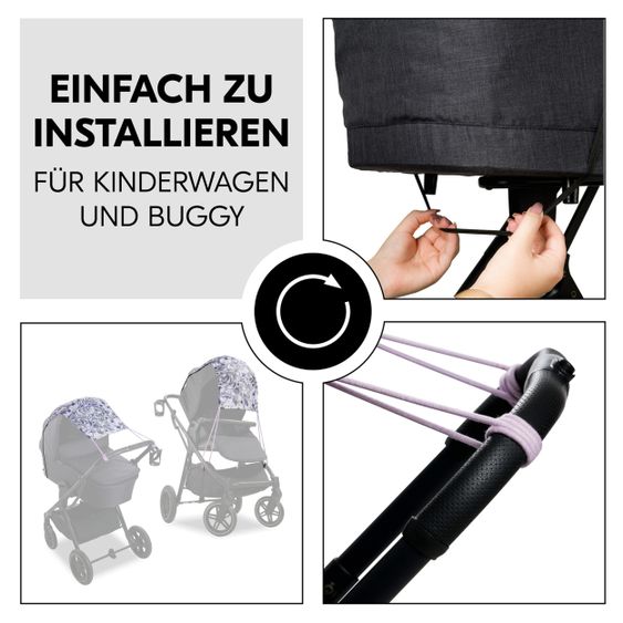 Hauck Universal Sonnensegel für Kinderwagen - Floral Grey