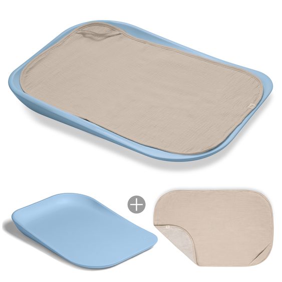 Hauck Wickelauflage Change N Clean inkl. Topper - Light Blue / Beige