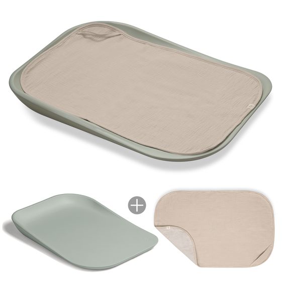 Hauck Wickelauflage Change N Clean inkl. Topper - Sage / Beige
