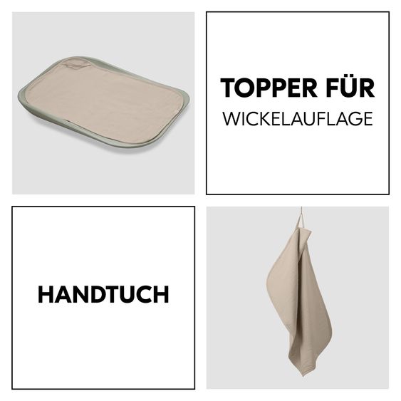Hauck Wickelauflage Change N Clean inkl. Topper - Sage / Beige