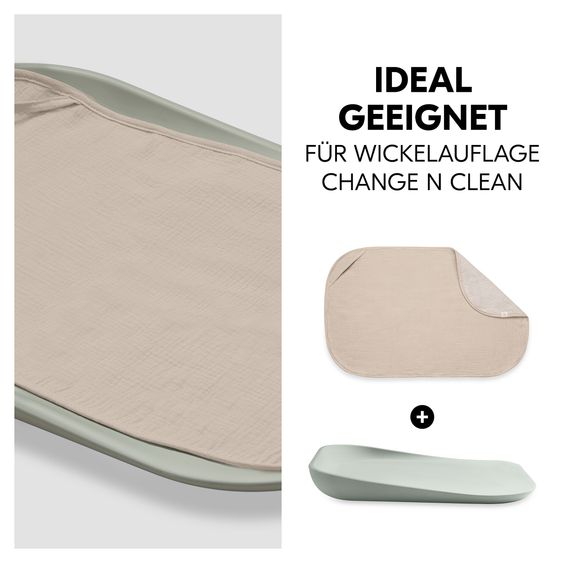 Hauck Wickelauflage Change N Clean inkl. Topper - Sage / Beige