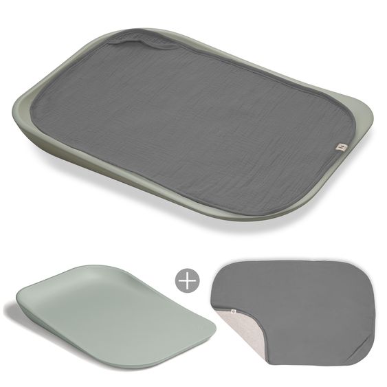 Hauck Wickelauflage Change N Clean inkl. Topper - Sage / Dark Grey