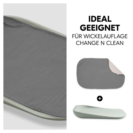 Hauck Wickelauflage Change N Clean inkl. Topper - Sage / Dark Grey