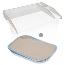 Wickelaufsatz Combine N Change für Kommoden im Sparset inkl. Wickelauflage & Topper - Light Blue / Beige
