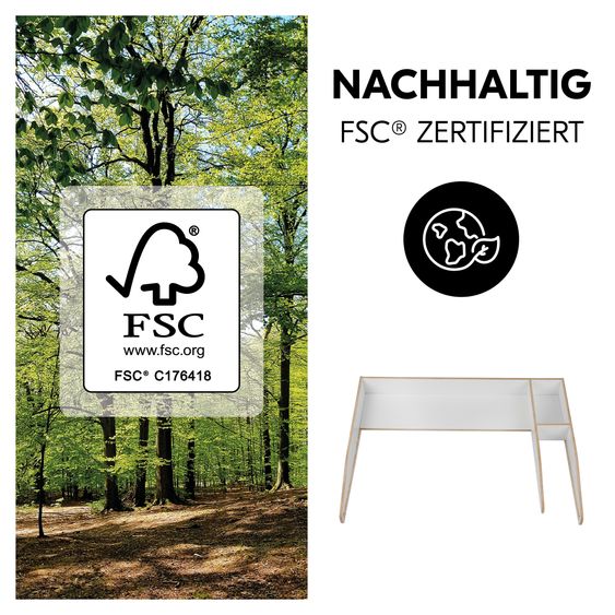 Hauck Wickelaufsatz Combine N Change für Kommoden im Sparset inkl. Wickelauflage & Topper - Sage