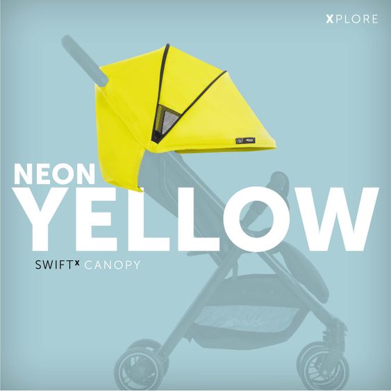 Hauck Tettuccio parasole aggiuntivo per Buggy Swift X - Tettuccio singolo Deluxe - Giallo neon